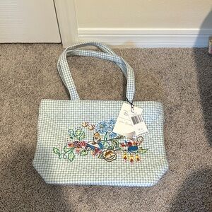 Vera Bradley Gingham Floral Tote Alice in Wonderland NEW NWT